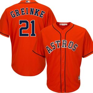 Men Houston Astros #21 Zack Greinke Majestic Orange 2019 Cool Base Stitched MLB Jersey