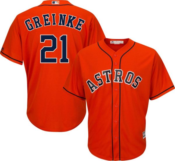 Men Houston Astros #21 Zack Greinke Majestic Orange 2019 Cool Base Stitched MLB Jersey