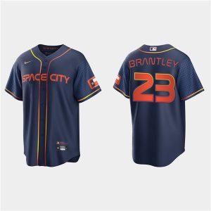 Men Houston Astros #23 Michael Brantley 2022 Navy City Connect Cool Base Stitched Jersey