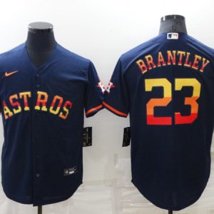 Men Houston Astros #23 Michael Brantley 2022 Navy Cool Base Stitched Jersey