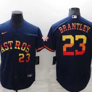 Men Houston Astros #23 Michael Brantley 2022 Navy Cool Base Stitched Jersey