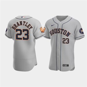 Men Houston Astros #23 Michael Brantley Gray 60th Anniversary Flex Base Stitched Baseball Jersey