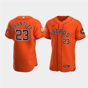 Men Houston Astros #23 Michael Brantley Orange 60th Anniversary Flex Base Stitched Baseball Jersey