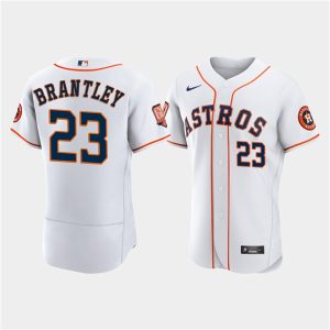 Men Houston Astros #23 Michael Brantley White 60th Anniversary Flex Base Stitched Baseball Jersey