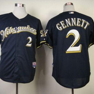 Milwaukee Brewers #2 Scooter Gennett Navy Blue Alternate Road Cool Base Stitched MLB Jersey