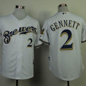 Milwaukee Brewers #2 Scooter Gennett White Cool Base Stitched MLB Jersey