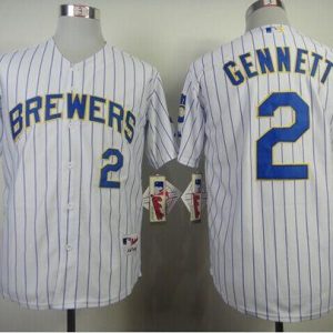 Milwaukee Brewers #2 Scooter Gennett White (blue strip) Stitched MLB Jersey