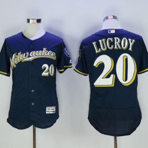 Milwaukee Brewers #20 Jonathan Lucroy Navy Blue Flexbase Collection Stitched MLB Jersey