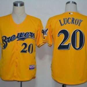 Milwaukee Brewers #20 Jonathan Lucroy Yellow Alternate Cool Base Stitched MLB Jersey