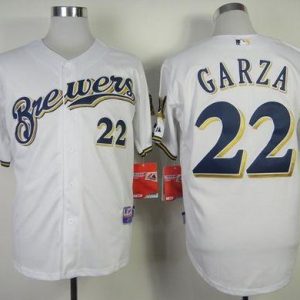 Milwaukee Brewers #22 Matt Garza White Cool Base Stitched MLB Jersey