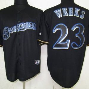 Milwaukee Brewers #23 Rickie Weeks Black Fashion Stitched MLB Jersey