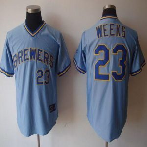 Milwaukee Brewers #23 Rickie Weeks Light Blue Cooperstown Stitched MLB Jersey