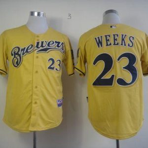 Milwaukee Brewers #23 Rickie Weeks Yellow Alternate Cool Base Stitched MLB Jersey