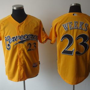 Milwaukee Brewers #23 Rickie Weeks Yellow Cerveceros Cool Base Stitched MLB Jersey