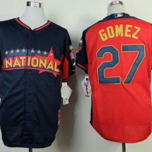 Milwaukee Brewers #27 Carlos Gomez Navy/Red National League 2014 All Star BP Stitched MLB Jersey