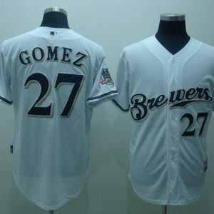 Milwaukee Brewers #27 carlos Gomez Stitched White Cool Base MLB Jersey