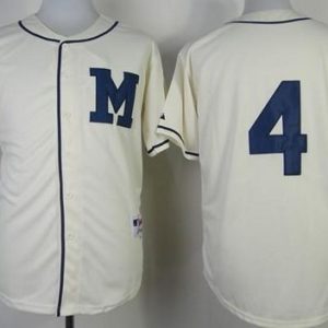 Milwaukee Brewers #4 Paul Molitor Cream 1913 Turn Back The Clock Stitched MLB Jersey