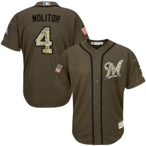 Milwaukee Brewers #4 Paul Molitor Green Salute to Service Stitched MLB Jersey