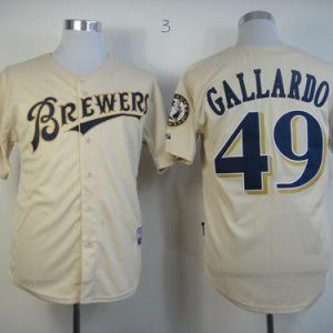 Milwaukee Brewers #49 Yovani Gallardo Cream YOUniform Cool Base Stitched MLB Jersey