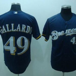 Milwaukee Brewers #49 Yovani Gallardo Stitched Blue MLB Jersey