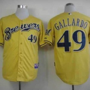 Milwaukee Brewers #49 Yovani Gallardo Yellow Alternate Cool Base Stitched MLB Jersey