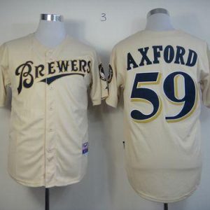 Milwaukee Brewers #59 John Axford Cream YOUniform Cool Base Stitched MLB Jersey