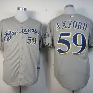 Milwaukee Brewers #59 John Axford Grey Cool Base Stitched MLB Jersey