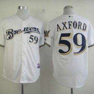 Milwaukee Brewers #59 John Axford White Cool Base Stitched MLB Jersey