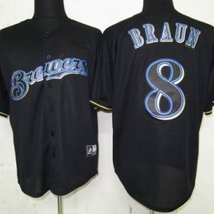 Milwaukee Brewers #8 Ryan Braun Black Fashion Stitched MLB Jersey