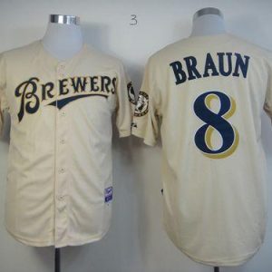 Milwaukee Brewers #8 Ryan Braun Cream YOUniform Cool Base Stitched MLB Jersey