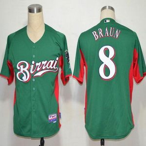 Milwaukee Brewers #8 Ryan Braun Green Birrai Cool Base Stitched MLB Jersey