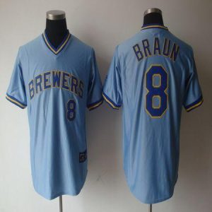 Milwaukee Brewers #8 Ryan Braun Light Blue Cooperstown Stitched MLB Jersey