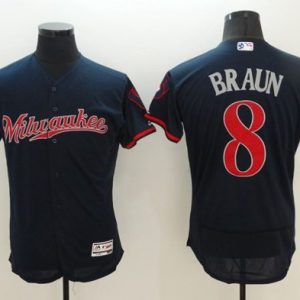 Milwaukee Brewers #8 Ryan Braun Navy Blue Fashion Stars & Stripes Flexbase Stitched MLB Jersey