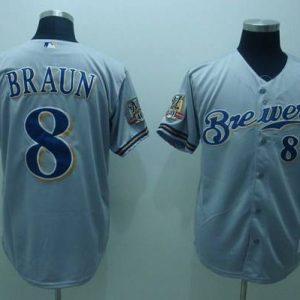 Milwaukee Brewers #8 Ryan Braun Stitched Grey MLB Jersey