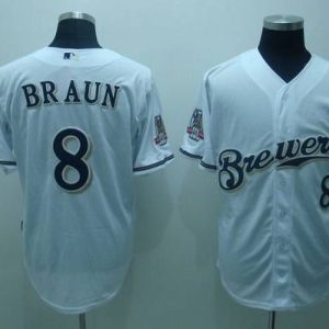 Milwaukee Brewers #8 Ryan Braun Stitched White MLB Jersey