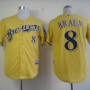 Milwaukee Brewers #8 Ryan Braun Yellow Alternate Cool Base Stitched MLB Jersey