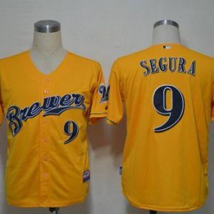 Milwaukee Brewers #9 Jean Segura Yellow Alternate Cool Base Stitched MLB Jersey