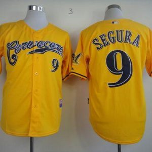 Milwaukee Brewers #9 Jean Segura Yellow Cerveceros Cool Base Stitched MLB Jersey