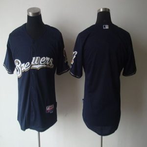 Milwaukee Brewers Blank Blue Cool Base Stitched MLB Jersey