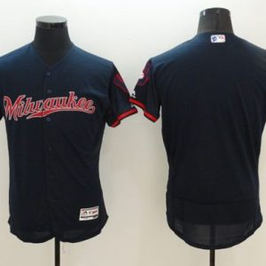 Milwaukee Brewers Blank Navy Blue Fashion Stars & Stripes Flexbase Stitched MLB Jersey