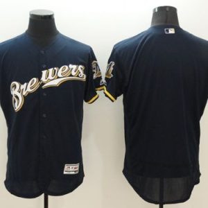 Milwaukee Brewers Blank Navy Blue Flexbase Collection Stitched MLB Jersey