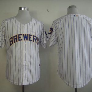 Milwaukee Brewers Blank White (blue strip) Stitched MLB Jersey