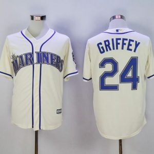 Seattle Mariners #24 Ken Griffey Cream New Cool Base2016 Hall Of Fame Patch Stitched MLB Jersey