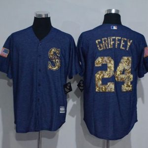 Seattle Mariners #24 Ken Griffey Denim Blue Salute to Service Stitched MLB Jersey