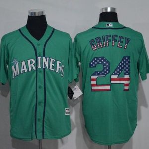 Seattle Mariners #24 Ken Griffey Green USA Flag Fashion Stitched MLB Jersey