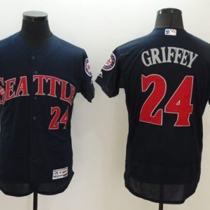 Seattle Mariners #24 Ken Griffey Navy Blue Fashion Stars & Stripes Flexbase Stitched MLB Jersey