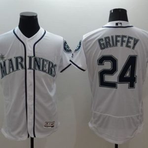 Seattle Mariners #24 Ken Griffey White Flexbase Collection Stitched MLB Jersey