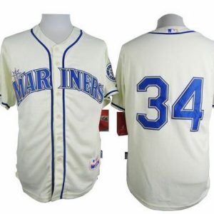 Seattle Mariners #34 Felix Hernandez Cream Alternate Cool Base Stitched MLB Jersey