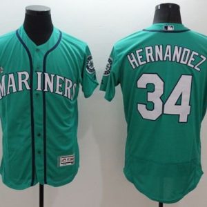 Seattle Mariners #34 Felix Hernandez Green Flexbase Collection Stitched MLB Jersey