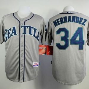 Seattle Mariners #34 Felix Hernandez Grey Cool Base Stitched MLB Jersey